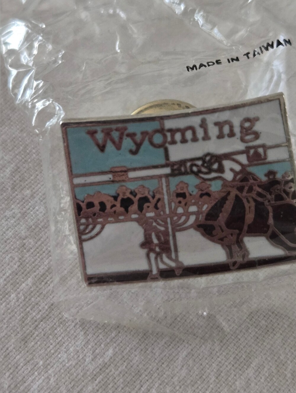 Vintage Wyoming Rodeo Enamel Lapel Pin - MAFCO